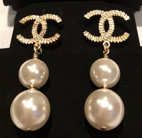 chanel cc earrings pearl|Chanel earrings authentic.